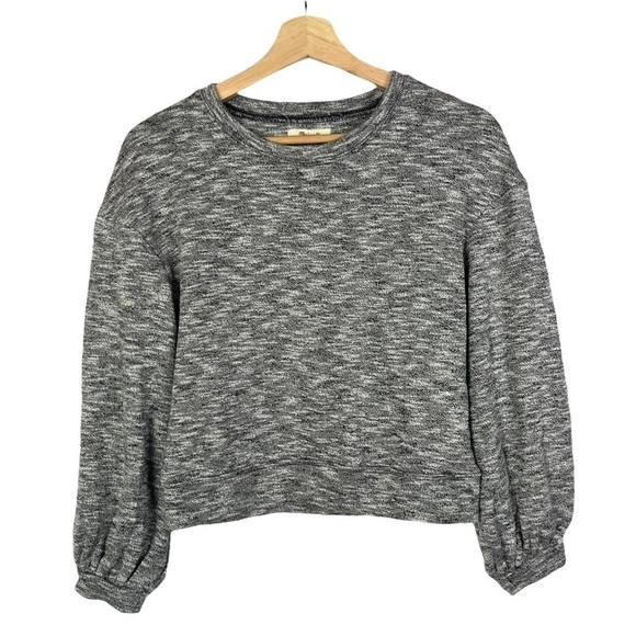 Madewell Textured Crewneck Sweatshirt Marled Gray XXS - Picture 4 of 7